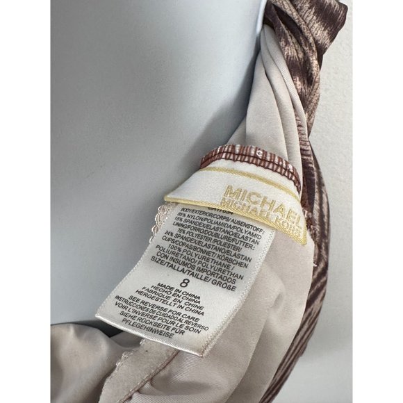 Michael Kors Size 8 Swimsuit Womens One Piece Animal Print One Shoulder Brown - Picture 7 of 14